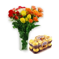 12 Mix Roses with 16 Pcs Ferrero