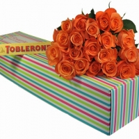 24 Orange Roses in a Box with Chocolates