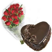Bouquet with 1 Kg Heart Shape Chocolate