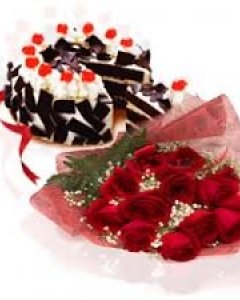 dozen roses w/cake